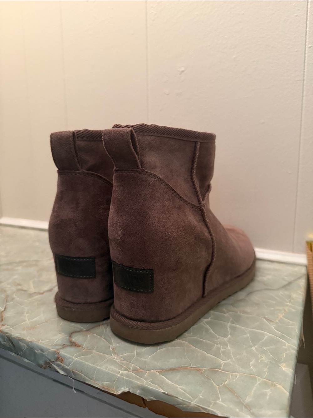 Women's Suede Ankle Heeled Booties in Brown